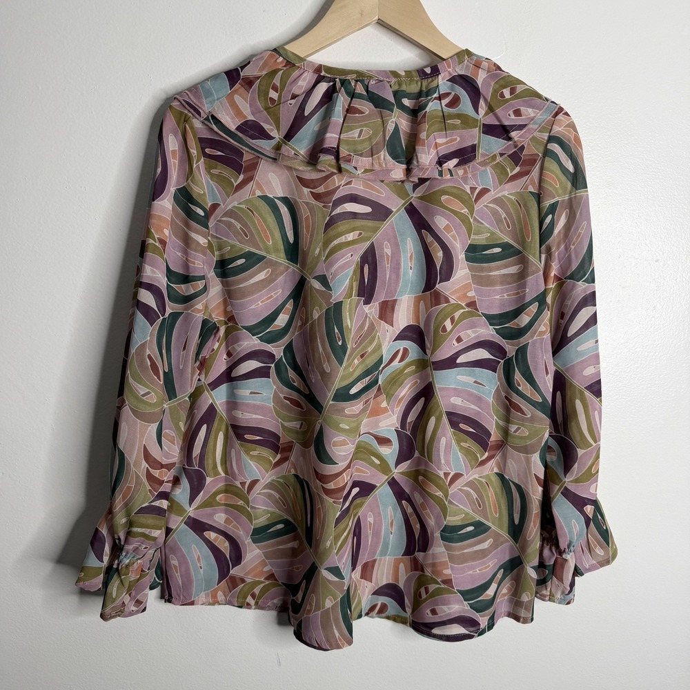 Democracy Pink Multi-Color Ruffle V-Neck Blouse - Picture 3 of 8
